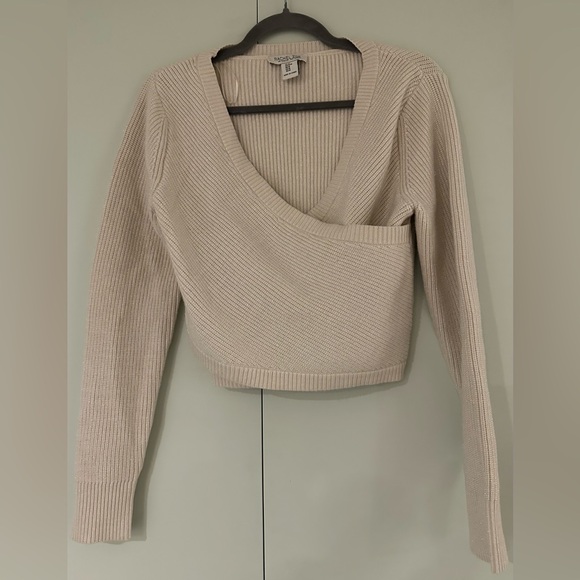 NEW RACHEL ZOE Size M Cream Satin Maxi Dress with Knit Criss Cross Sweater - Picture 6 of 13